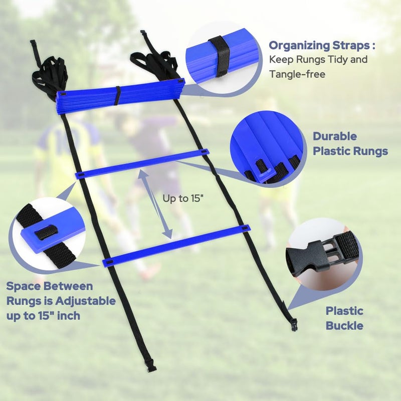 GHB Pro Agility Ladder Agility Training Ladder Speed 12 Rung 20ft with Carrying Bag - Image 3